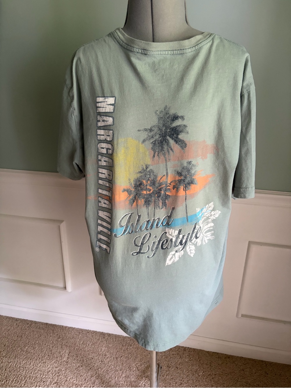 Men’s Vintage Margaritaville Light Green Logo Tee - Size M